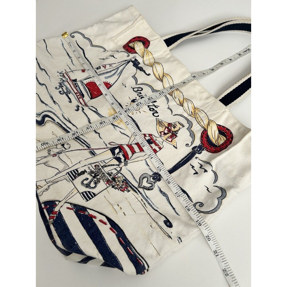 BRIGHTON Nautical Beach Canvas Shopper Tote Bag Red/White/Blue Anchor Sailboat - Picture 4 of 13